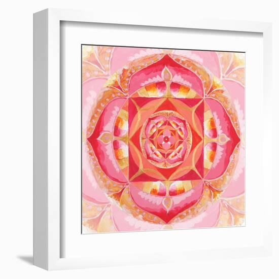 Abstract Red Painted Picture With Circle Pattern, Mandala Of Muladhara Chakra-shooarts-Framed Art Print