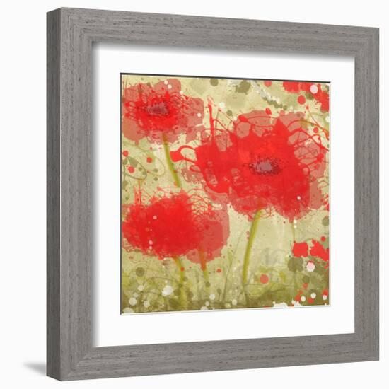 Abstract Red Poppy Trio-Irena Orlov-Framed Art Print