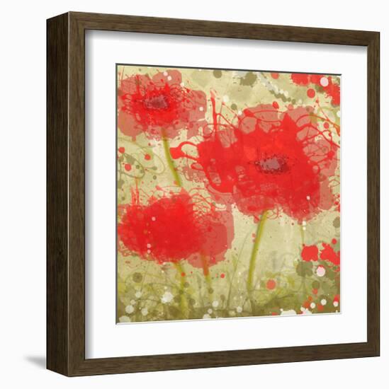 Abstract Red Poppy Trio-Irena Orlov-Framed Art Print