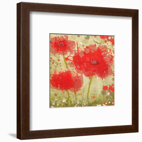 Abstract Red Poppy Trio-Irena Orlov-Framed Art Print