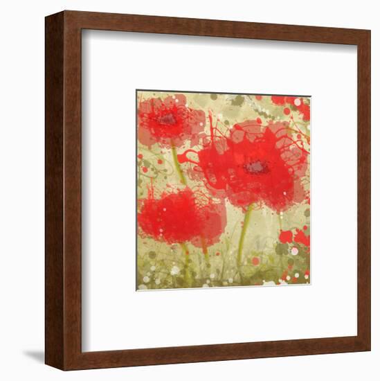 Abstract Red Poppy Trio-Irena Orlov-Framed Art Print