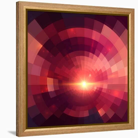 Abstract Red Shining Circle Tunnel Background-art_of_sun-Framed Stretched Canvas