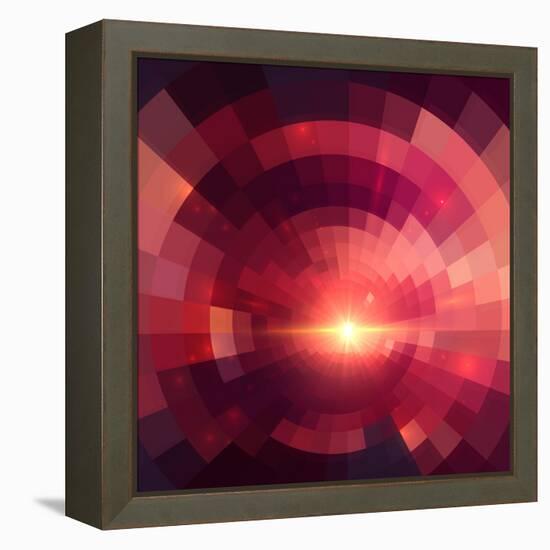 Abstract Red Shining Circle Tunnel Background-art_of_sun-Framed Stretched Canvas