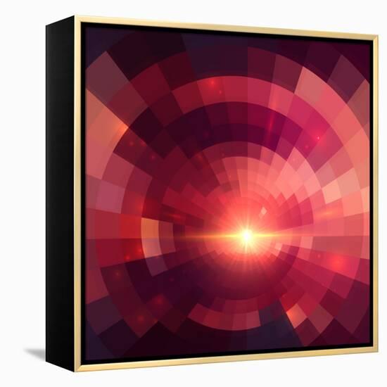 Abstract Red Shining Circle Tunnel Background-art_of_sun-Framed Stretched Canvas