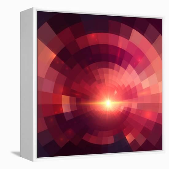 Abstract Red Shining Circle Tunnel Background-art_of_sun-Framed Stretched Canvas