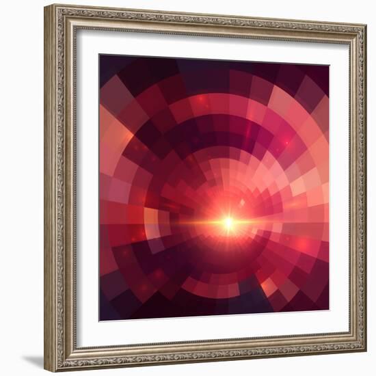 Abstract Red Shining Circle Tunnel Background-art_of_sun-Framed Art Print
