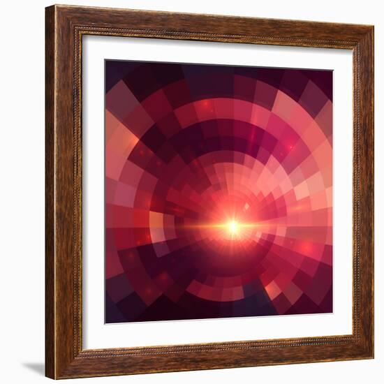 Abstract Red Shining Circle Tunnel Background-art_of_sun-Framed Art Print