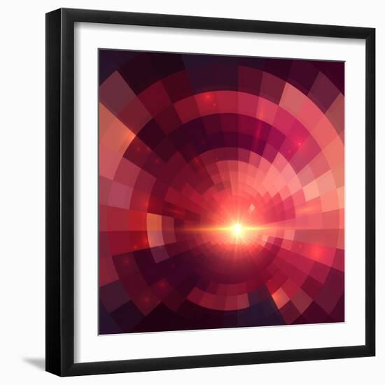 Abstract Red Shining Circle Tunnel Background-art_of_sun-Framed Art Print