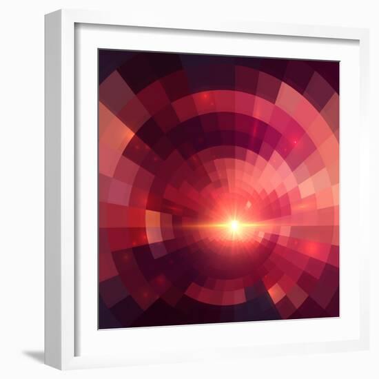 Abstract Red Shining Circle Tunnel Background-art_of_sun-Framed Art Print