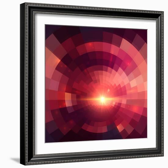 Abstract Red Shining Circle Tunnel Background-art_of_sun-Framed Art Print