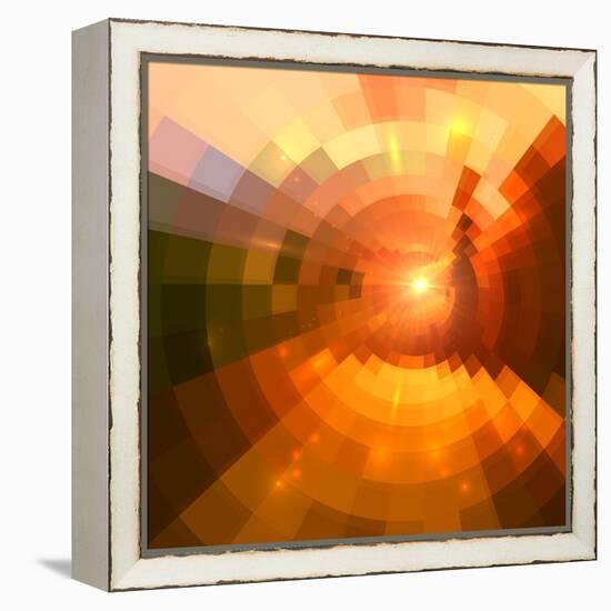 Abstract Red Shining Circle Tunnel Background-art_of_sun-Framed Stretched Canvas