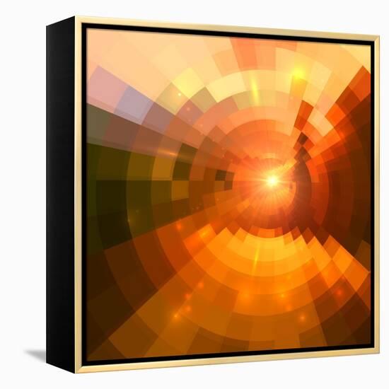 Abstract Red Shining Circle Tunnel Background-art_of_sun-Framed Stretched Canvas