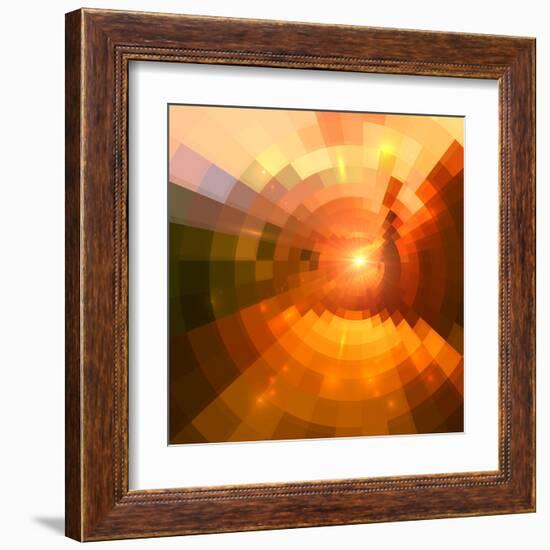 Abstract Red Shining Circle Tunnel Background-art_of_sun-Framed Art Print