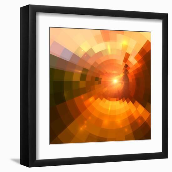 Abstract Red Shining Circle Tunnel Background-art_of_sun-Framed Art Print