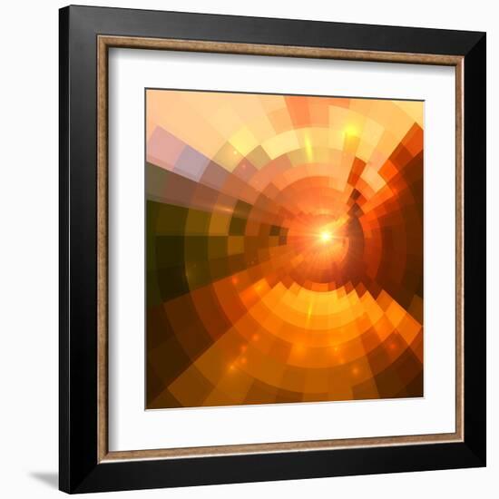 Abstract Red Shining Circle Tunnel Background-art_of_sun-Framed Art Print