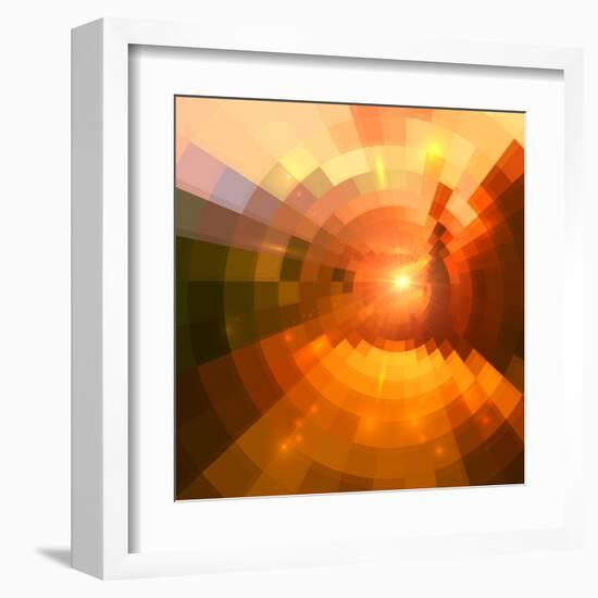 Abstract Red Shining Circle Tunnel Background-art_of_sun-Framed Art Print