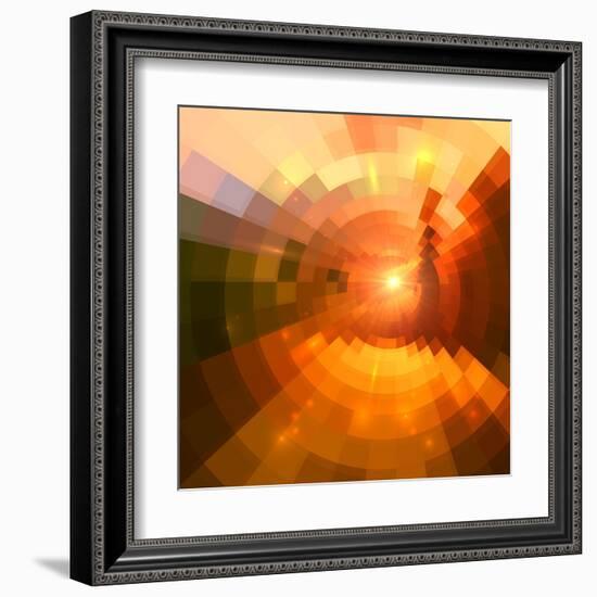 Abstract Red Shining Circle Tunnel Background-art_of_sun-Framed Art Print