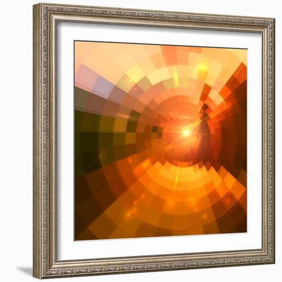 Abstract Red Shining Circle Tunnel Background-art_of_sun-Framed Art Print