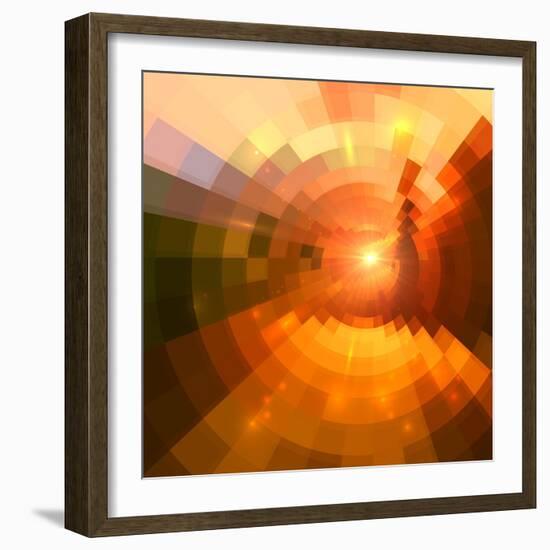 Abstract Red Shining Circle Tunnel Background-art_of_sun-Framed Art Print