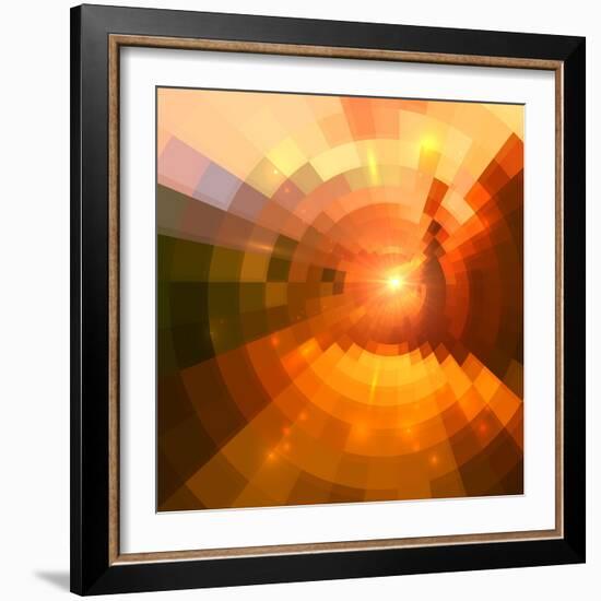 Abstract Red Shining Circle Tunnel Background-art_of_sun-Framed Art Print