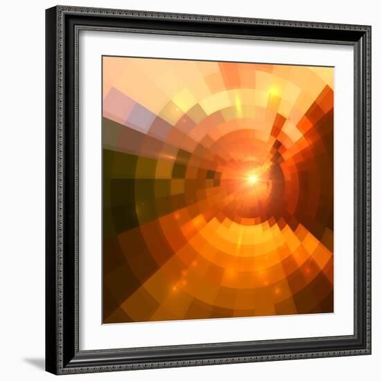 Abstract Red Shining Circle Tunnel Background-art_of_sun-Framed Art Print