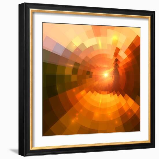 Abstract Red Shining Circle Tunnel Background-art_of_sun-Framed Art Print