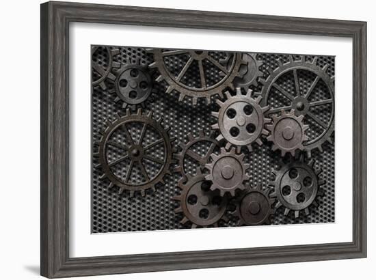 Abstract Rusty Gears Old Machine Parts-Andrey_Kuzmin-Framed Photographic Print