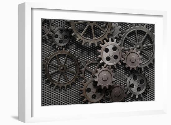 Abstract Rusty Gears Old Machine Parts-Andrey_Kuzmin-Framed Photographic Print