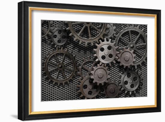 Abstract Rusty Gears Old Machine Parts-Andrey_Kuzmin-Framed Photographic Print