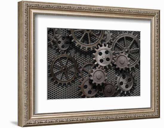 Abstract Rusty Gears Old Machine Parts-Andrey_Kuzmin-Framed Photographic Print