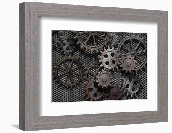 Abstract Rusty Gears Old Machine Parts-Andrey_Kuzmin-Framed Photographic Print