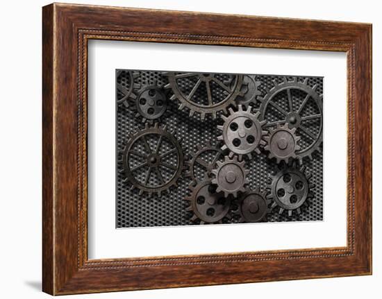 Abstract Rusty Gears Old Machine Parts-Andrey_Kuzmin-Framed Photographic Print