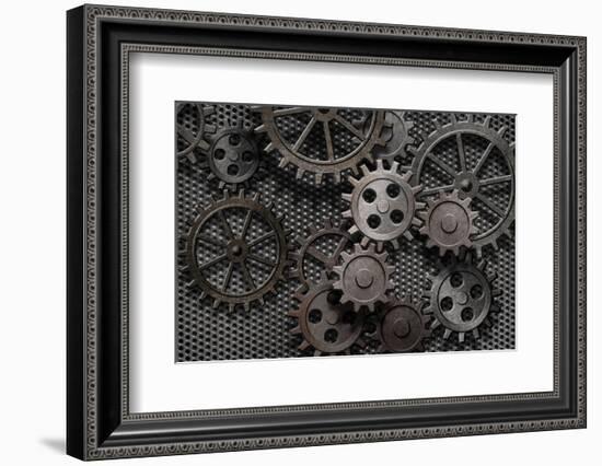 Abstract Rusty Gears Old Machine Parts-Andrey_Kuzmin-Framed Photographic Print
