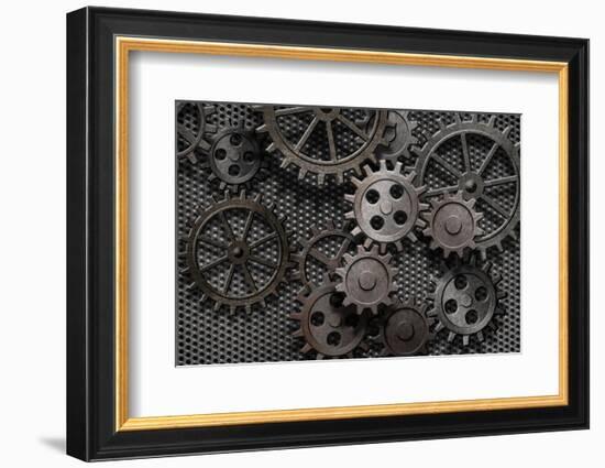 Abstract Rusty Gears Old Machine Parts-Andrey_Kuzmin-Framed Photographic Print