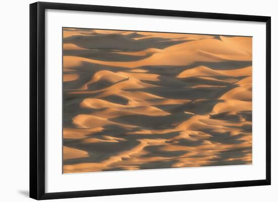 Abstract Sand Dunes of Death Valley Glowing in Sunset Light-Sheila Haddad-Framed Photographic Print