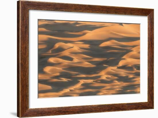 Abstract Sand Dunes of Death Valley Glowing in Sunset Light-Sheila Haddad-Framed Photographic Print