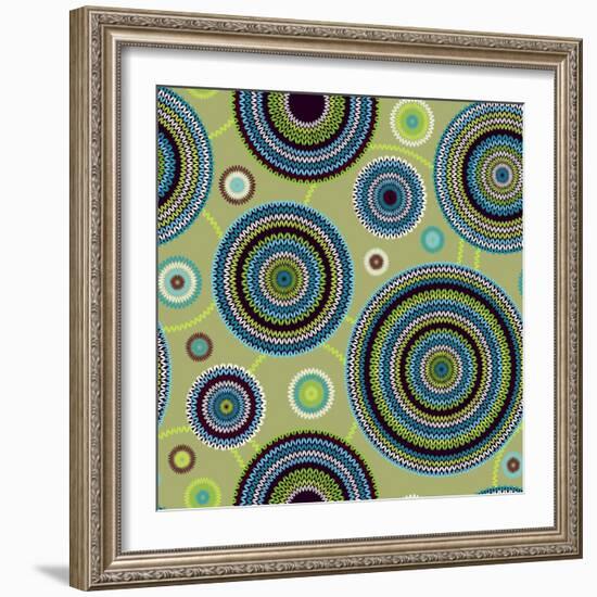 Abstract Seamless Ethnic Style Circle Simple Color Vector Needlework Background, Ornamental round G-ESSL-Framed Art Print