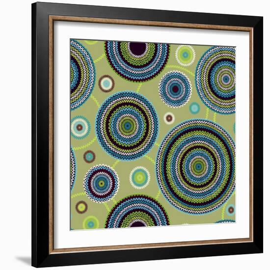 Abstract Seamless Ethnic Style Circle Simple Color Vector Needlework Background, Ornamental round G-ESSL-Framed Art Print