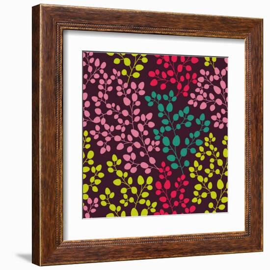 Abstract Seamless Pattern with Colored Branches-Markovka-Framed Art Print