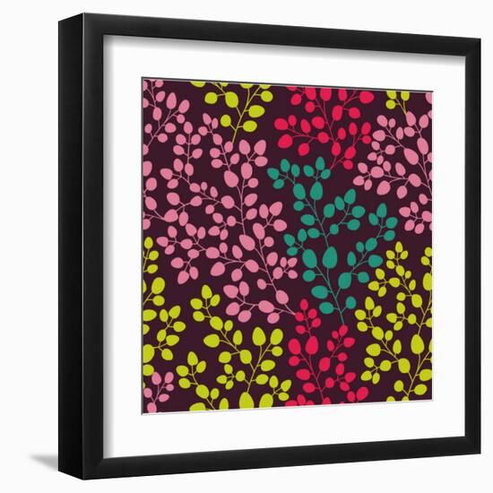 Abstract Seamless Pattern with Colored Branches-Markovka-Framed Art Print