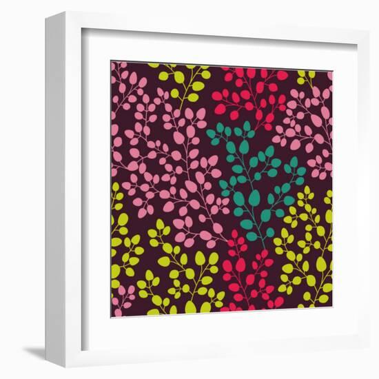 Abstract Seamless Pattern with Colored Branches-Markovka-Framed Art Print