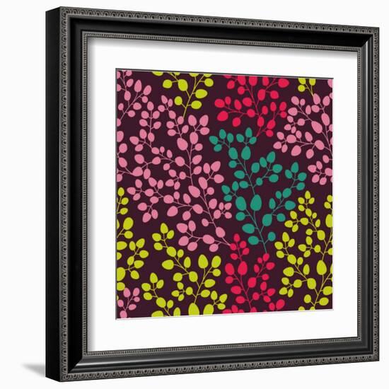 Abstract Seamless Pattern with Colored Branches-Markovka-Framed Art Print