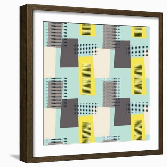 Abstract Seamless Pattern with Rectangles^ Lines and Dots. Vintage Style Geometry Pattern.-Iliveinoctober-Framed Premium Giclee Print