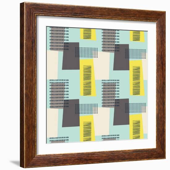 Abstract Seamless Pattern with Rectangles^ Lines and Dots. Vintage Style Geometry Pattern.-Iliveinoctober-Framed Premium Giclee Print