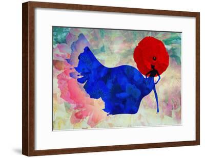 blue dress with red poppies