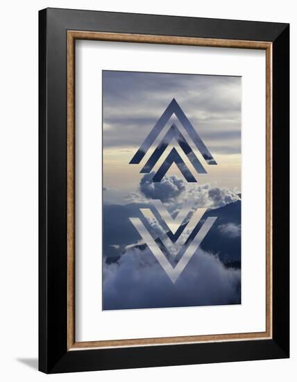 Abstract Sky Geometric Landscape - Mountains and Cumulus Clouds-meow_meow-Framed Photographic Print