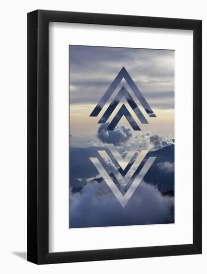 Abstract Sky Geometric Landscape - Mountains and Cumulus Clouds-meow_meow-Framed Photographic Print