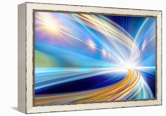 Abstract Speed Motion In Urban Highway Road Tunnel-Fotomak-Framed Stretched Canvas