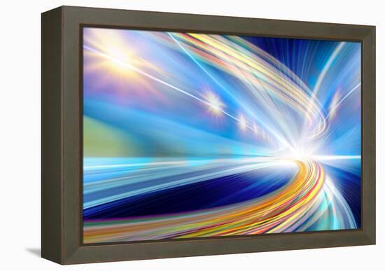 Abstract Speed Motion In Urban Highway Road Tunnel-Fotomak-Framed Stretched Canvas