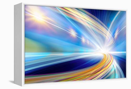 Abstract Speed Motion In Urban Highway Road Tunnel-Fotomak-Framed Stretched Canvas